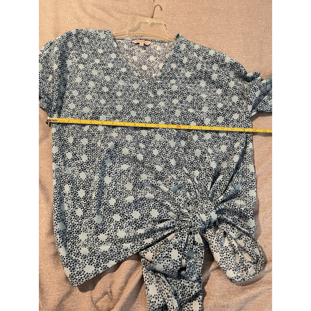 Juicy Couture Blue Geometric Size Small Women Bell Sleeve Top - Picture 5 of 7